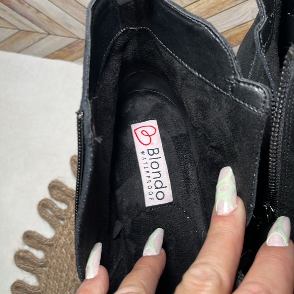 Blondo Giselle Sz 11 Waterproof Black Suede High Top Ankle‎ Double Zipper Boot - Picture 10 of 10